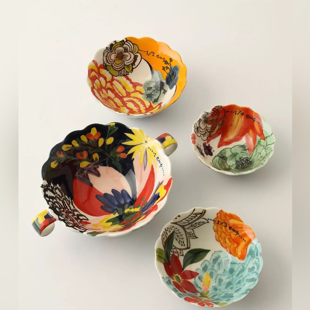 Anthropologie Painted Amaryllis Measuring Cups